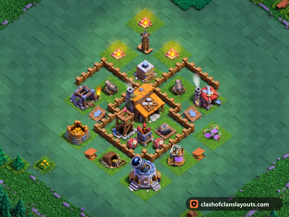 BH3 Trophy Base Layout 15: Clash of Clans Builder Hall 3 trophy base layout, full base picture