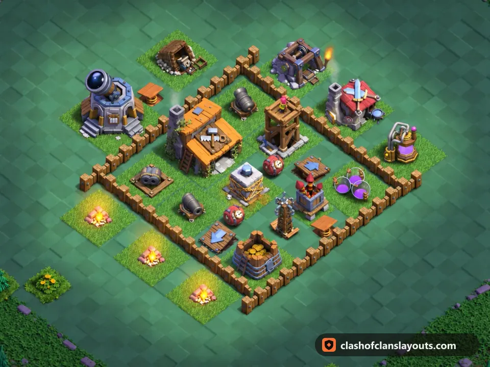 BH3 Trophy Base Layout 17: Clash of Clans Builder Hall 3 trophy base layout, full base picture