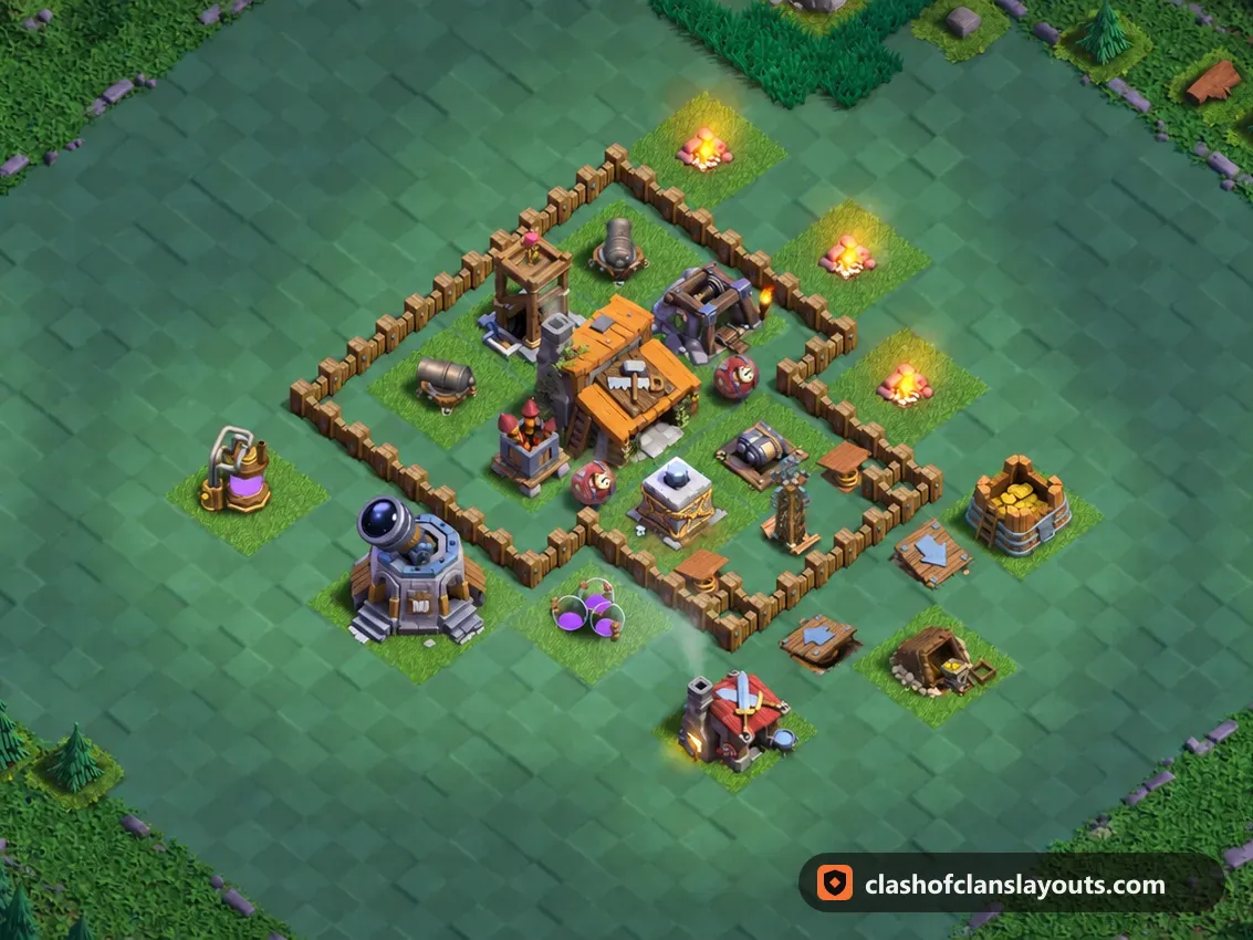 BH3 Trophy Base Layout 18: Clash of Clans Builder Hall 3 trophy base layout, full base picture