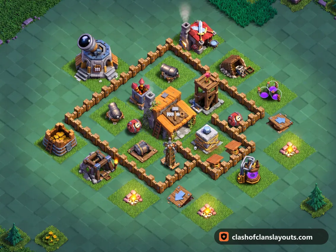 BH3 Trophy Base Layout 19: Clash of Clans Builder Hall 3 trophy base layout, full base picture