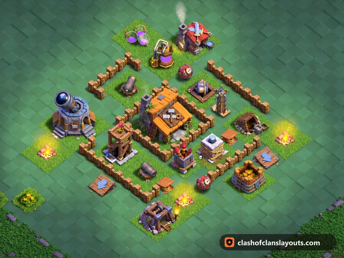 BH3 Trophy Base Layout 20: Clash of Clans Builder Hall 3 trophy base layout, full base picture