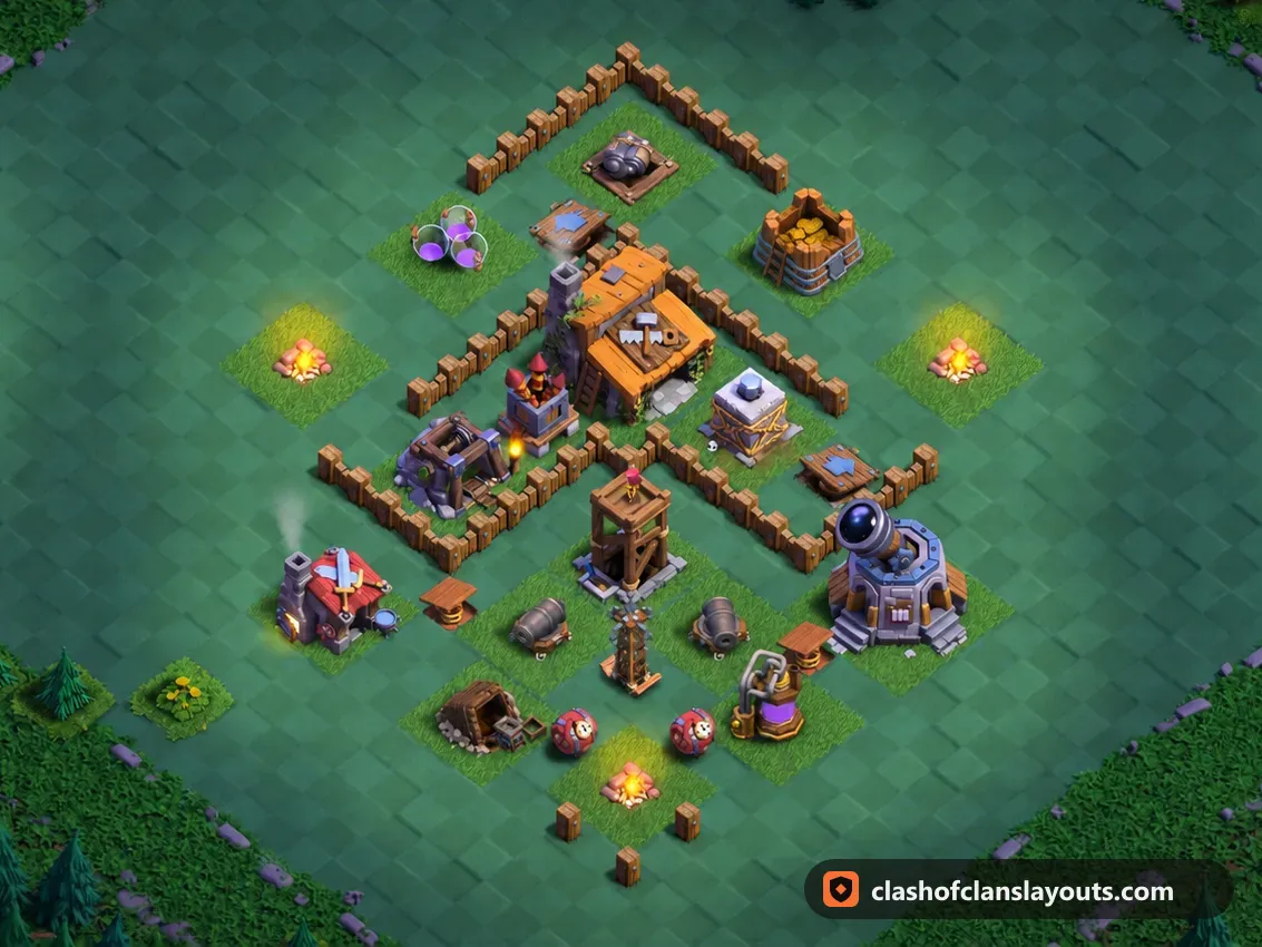 BH3 Trophy Base Layout 21: Clash of Clans Builder Hall 3 trophy base layout, full base picture