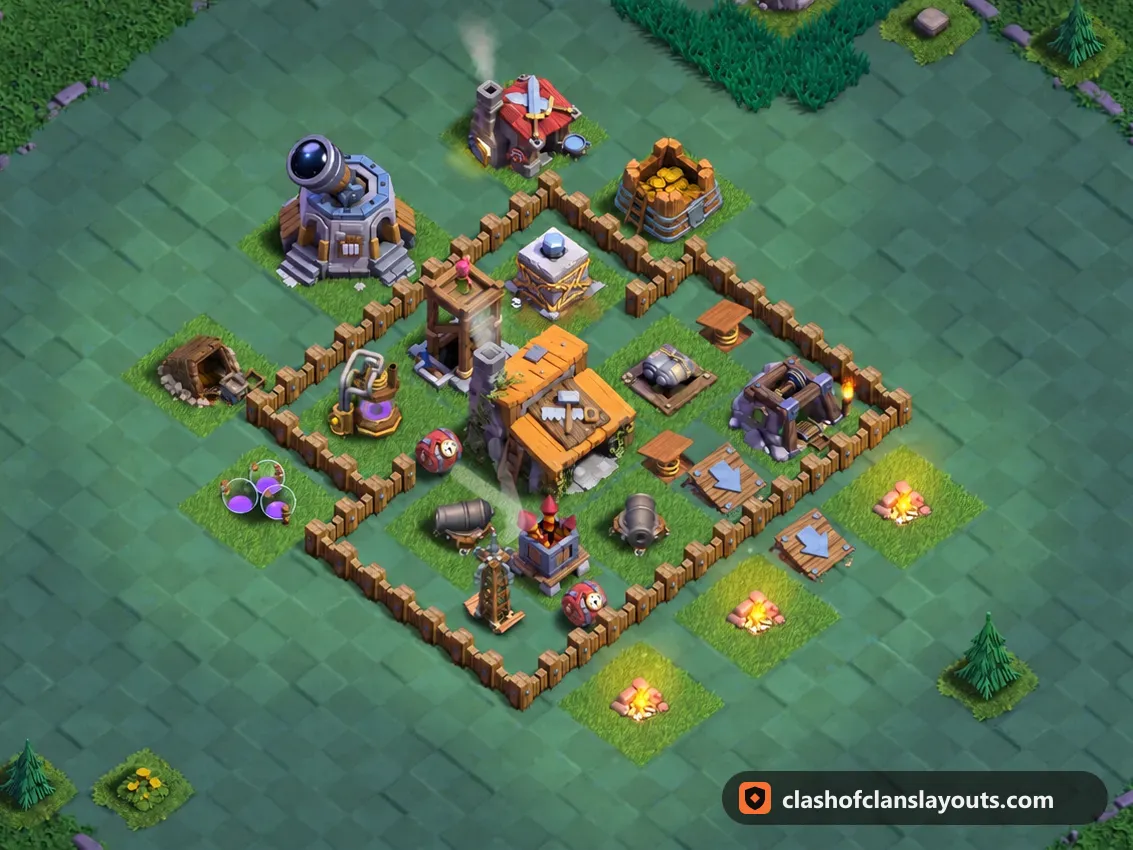 BH3 Trophy Base Layout 22: Clash of Clans Builder Hall 3 trophy base layout, full base picture