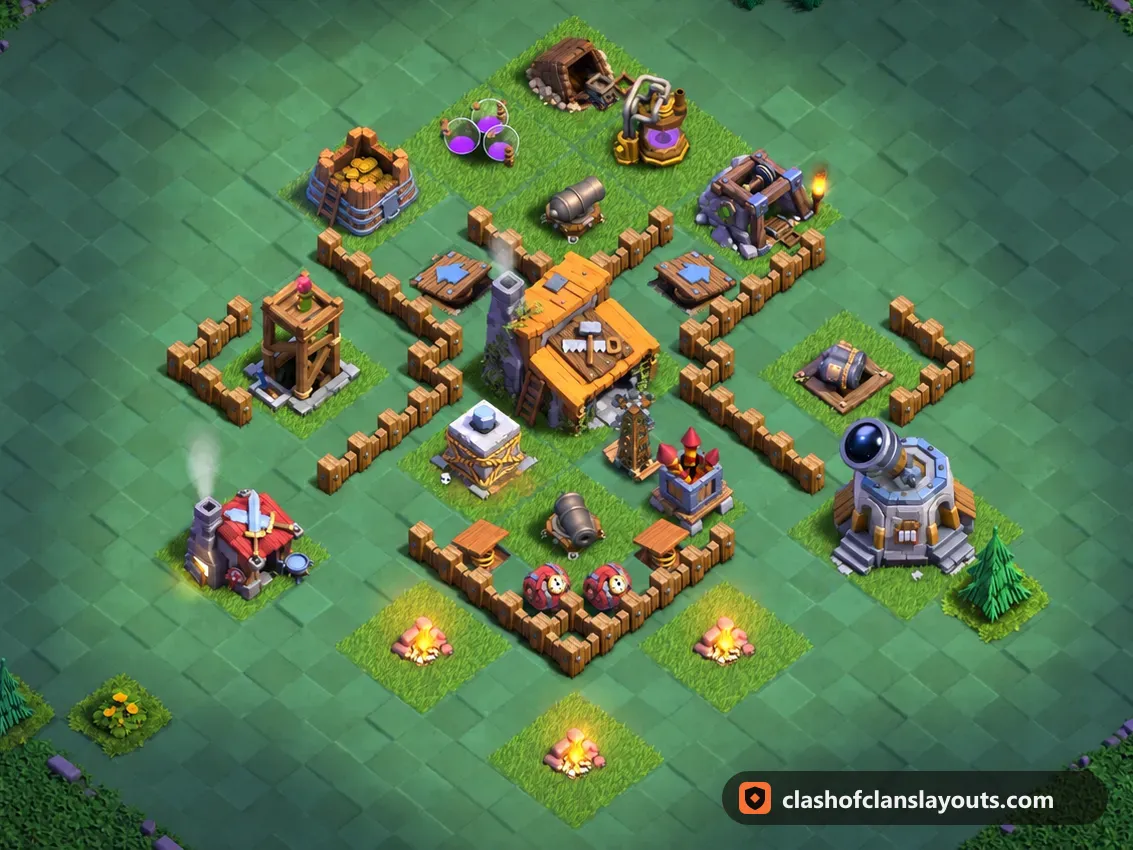 BH3 Trophy Base Layout 23: Clash of Clans Builder Hall 3 trophy base layout, full base picture