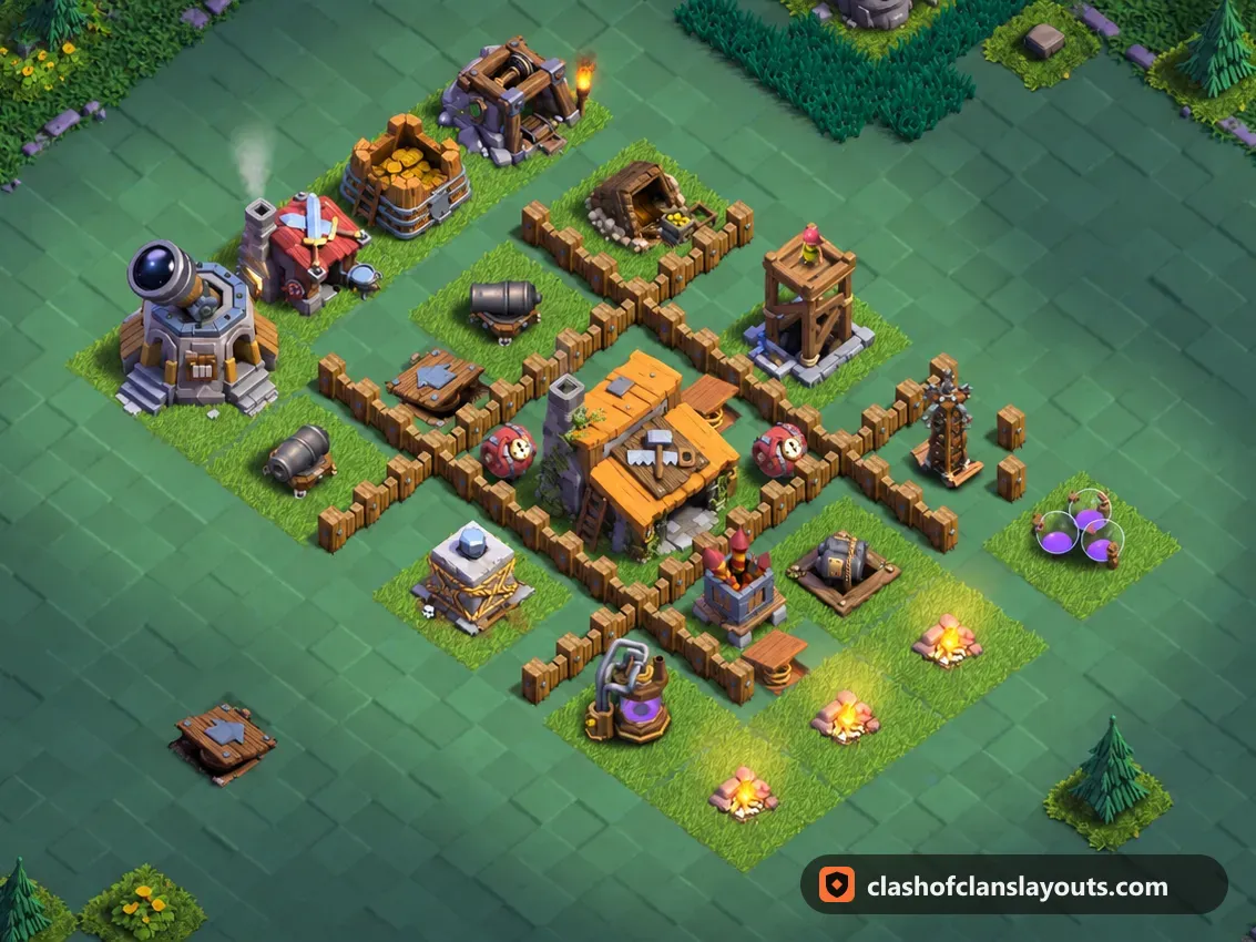 BH3 Trophy Base Layout 24: Clash of Clans Builder Hall 3 trophy base layout, full base picture