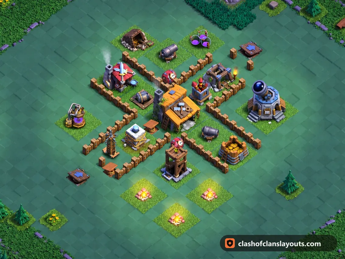 BH3 Trophy Base Layout 25: Clash of Clans Builder Hall 3 trophy base layout, full base picture