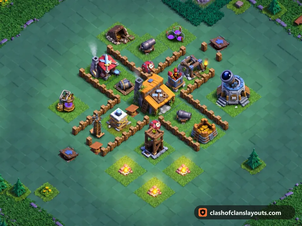 BH3 Trophy Base Layout 25: Clash of Clans Builder Hall 3 trophy base layout, full base picture
