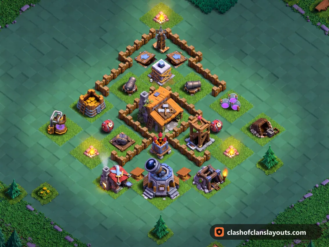 BH3 Trophy Base Layout 26: Clash of Clans Builder Hall 3 trophy base layout, full base picture