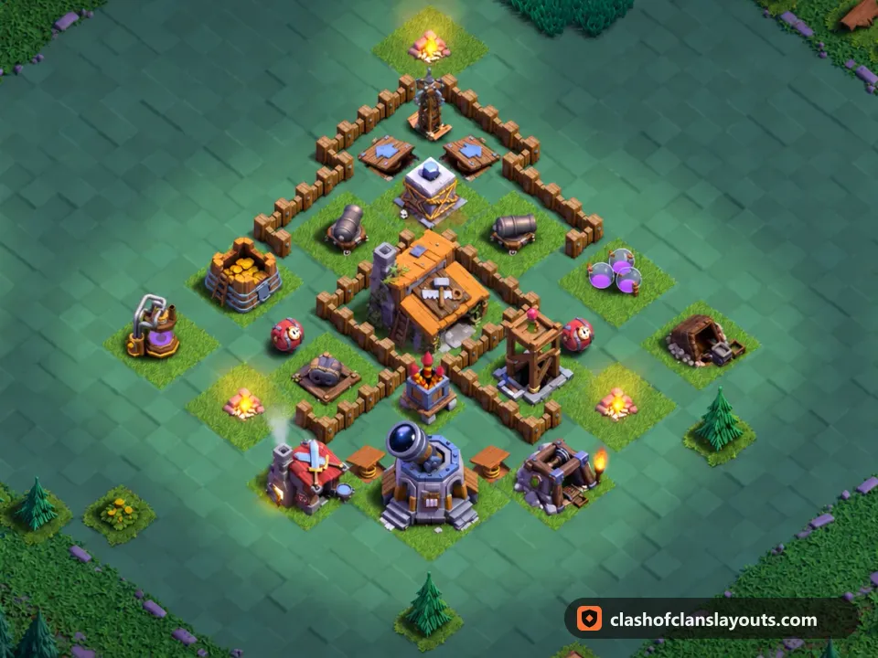 BH3 Trophy Base Layout 26: Clash of Clans Builder Hall 3 trophy base layout, full base picture