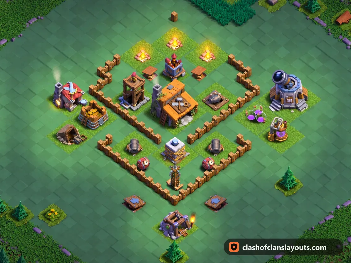 BH3 Trophy Base Layout 27: Clash of Clans Builder Hall 3 trophy base layout, full base picture