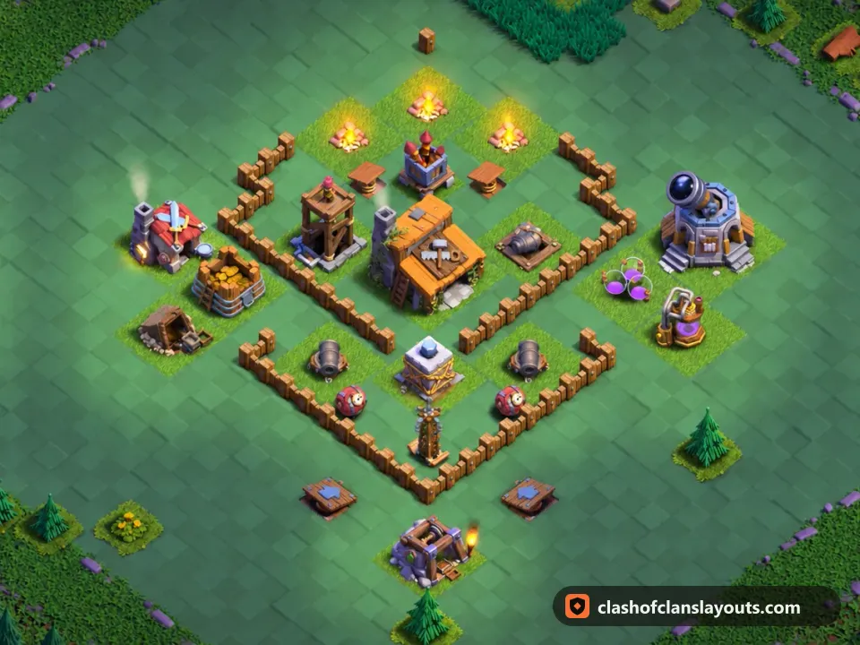 BH3 Trophy Base Layout 27: Clash of Clans Builder Hall 3 trophy base layout, full base picture