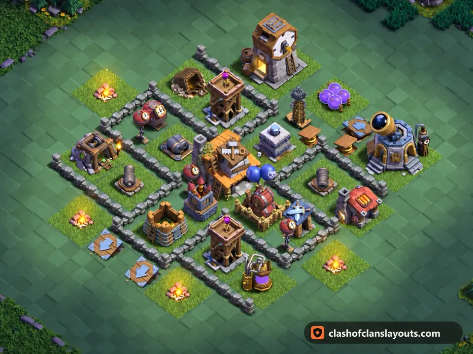 BH4 Trophy Base Layout 40: Clash of Clans Builder Hall 4 trophy base layout, full base picture