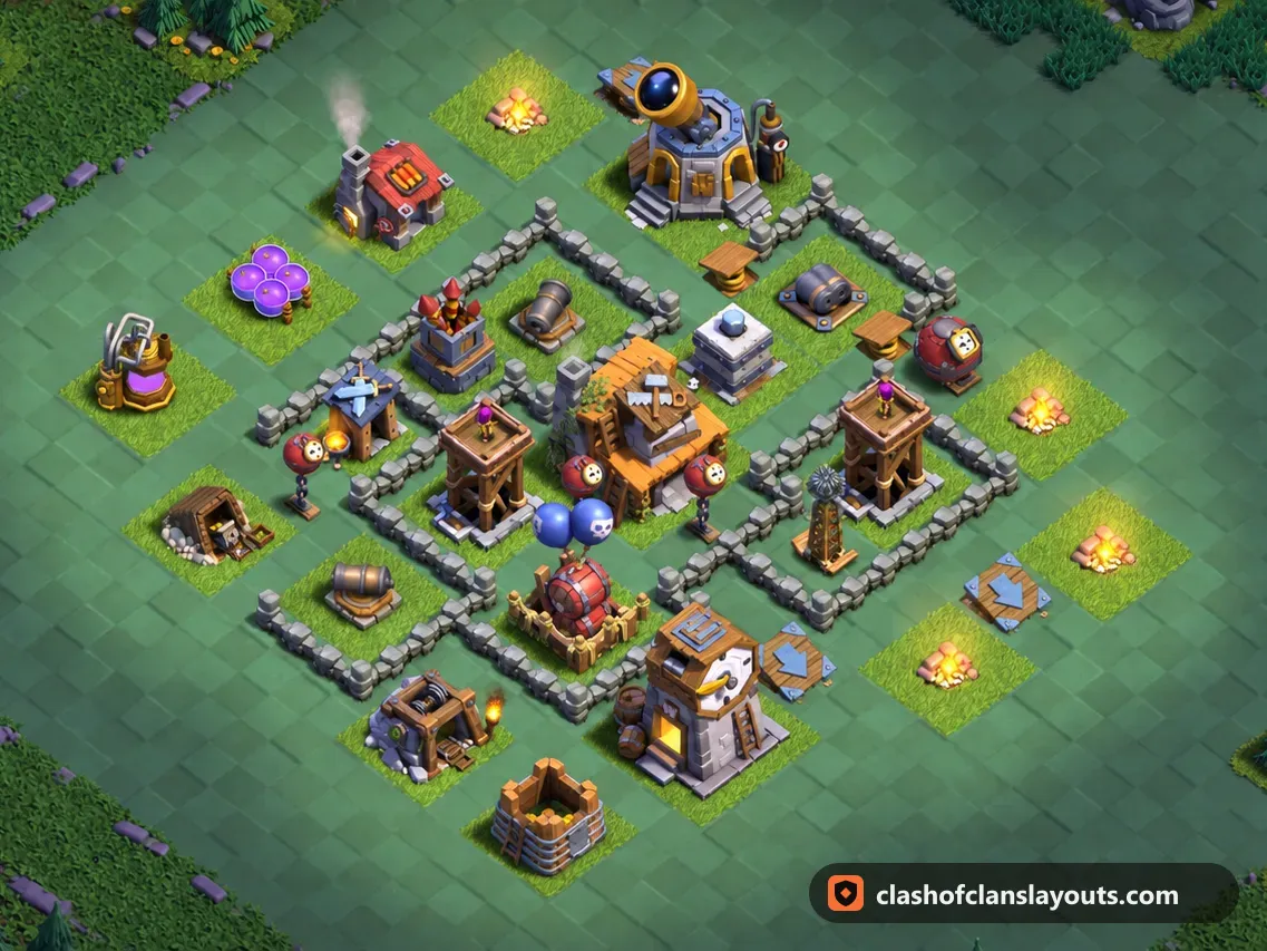 BH4 Trophy Base Layout 41: Clash of Clans Builder Hall 4 trophy base layout, full base picture