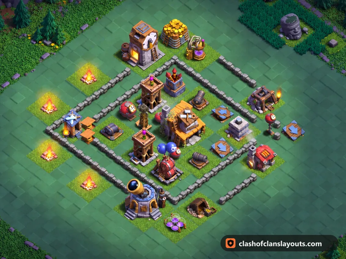 BH4 Trophy Base Layout 47: Clash of Clans Builder Hall 4 trophy base layout, full base picture