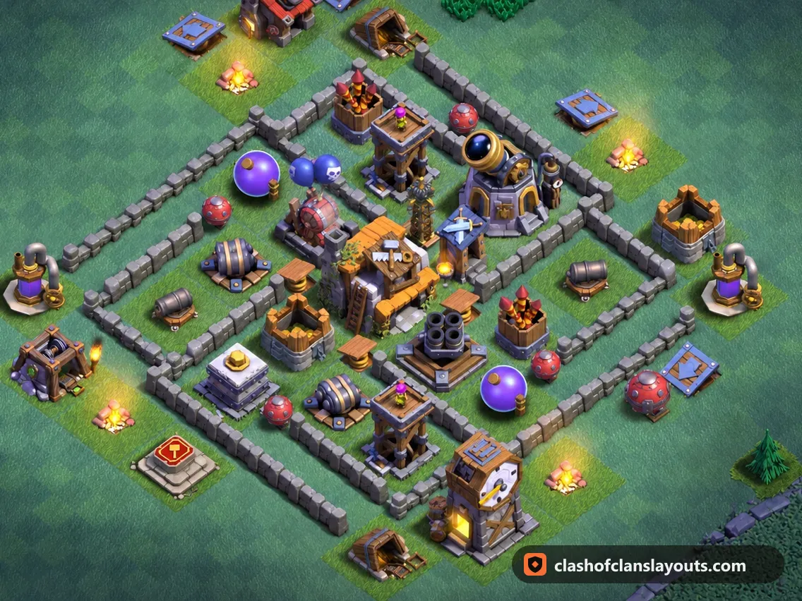 BH5 Trophy Base Layout 50: Clash of Clans Builder Hall 5 trophy base layout, full base picture