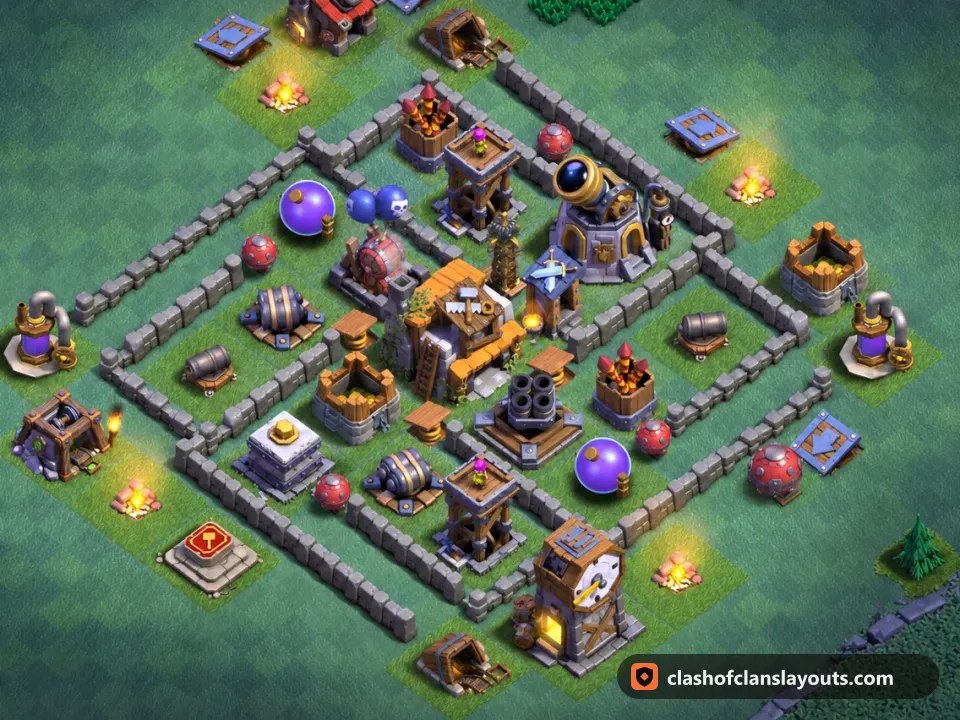 BH5 Trophy Base Layout 50: Clash of Clans Builder Hall 5 trophy base layout, full base picture