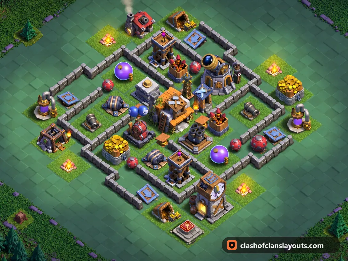 BH5 Trophy Base Layout 51: Clash of Clans Builder Hall 5 trophy base layout, full base picture
