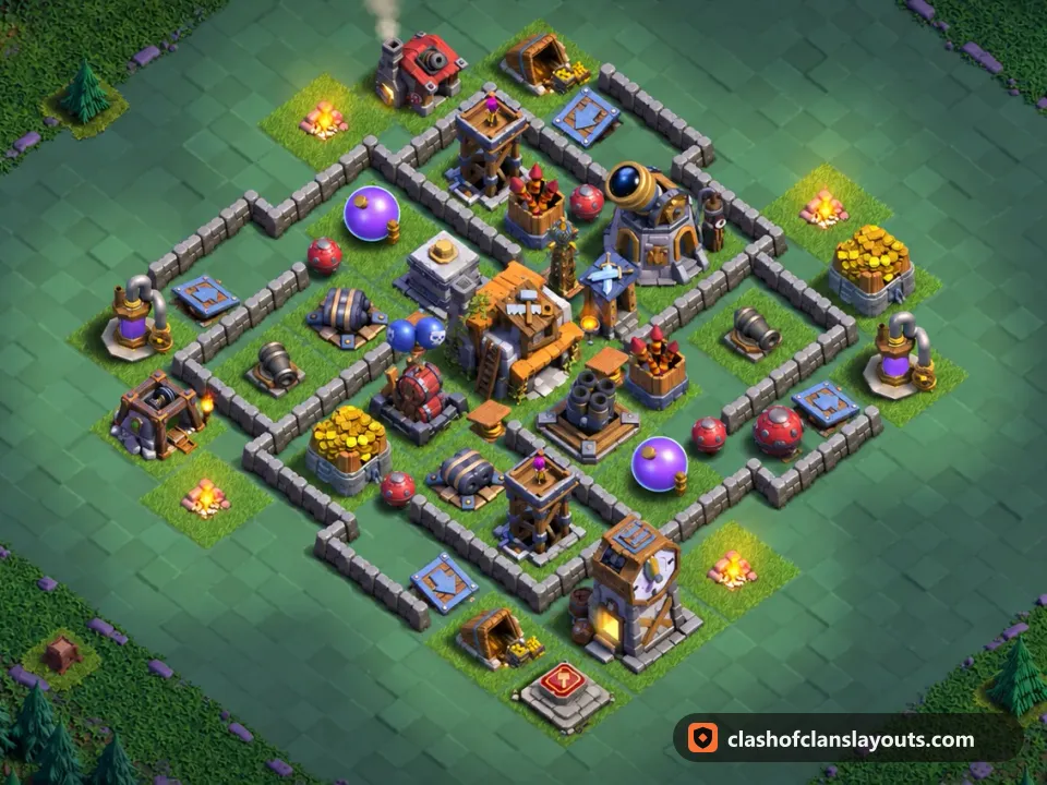 BH5 Trophy Base Layout 51: Clash of Clans Builder Hall 5 trophy base layout, full base picture
