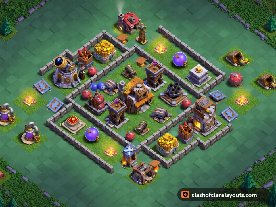 BH5 Trophy Base Layout 54: Clash of Clans Builder Hall 5 trophy base layout, full base picture