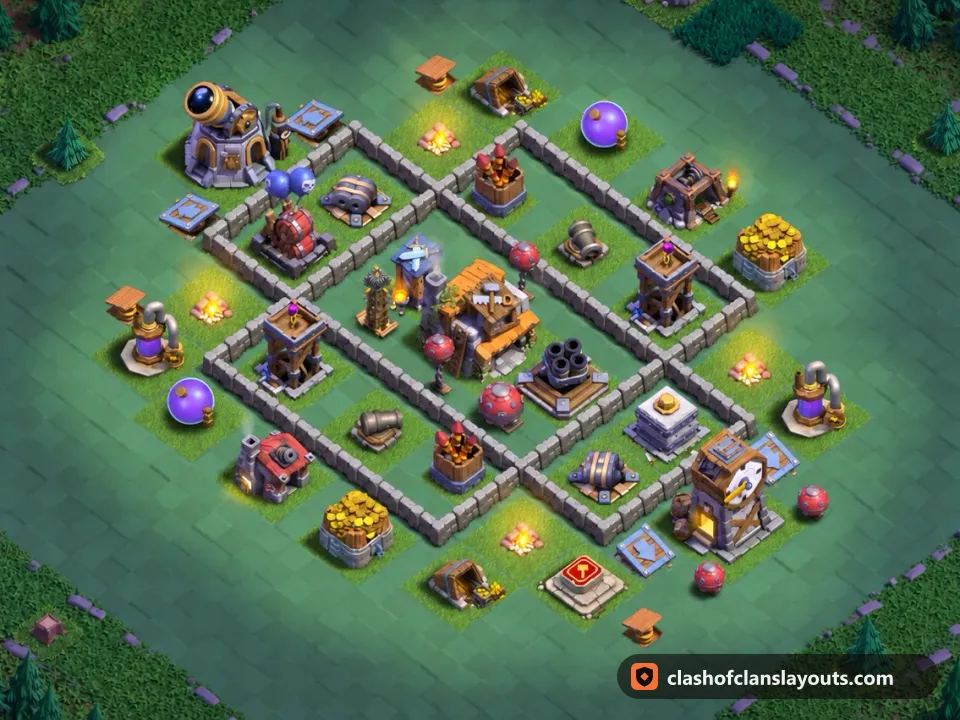 BH5 Trophy Base Layout 55: Clash of Clans Builder Hall 5 trophy base layout, full base picture