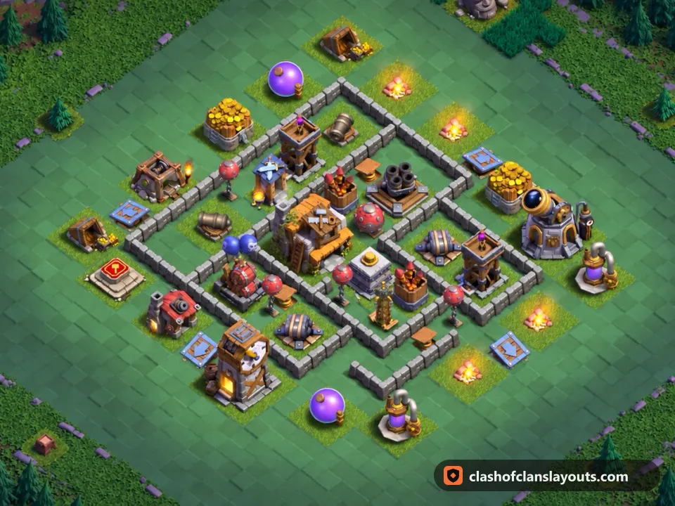 BH5 Trophy Base Layout 56: Clash of Clans Builder Hall 5 trophy base layout, full base picture