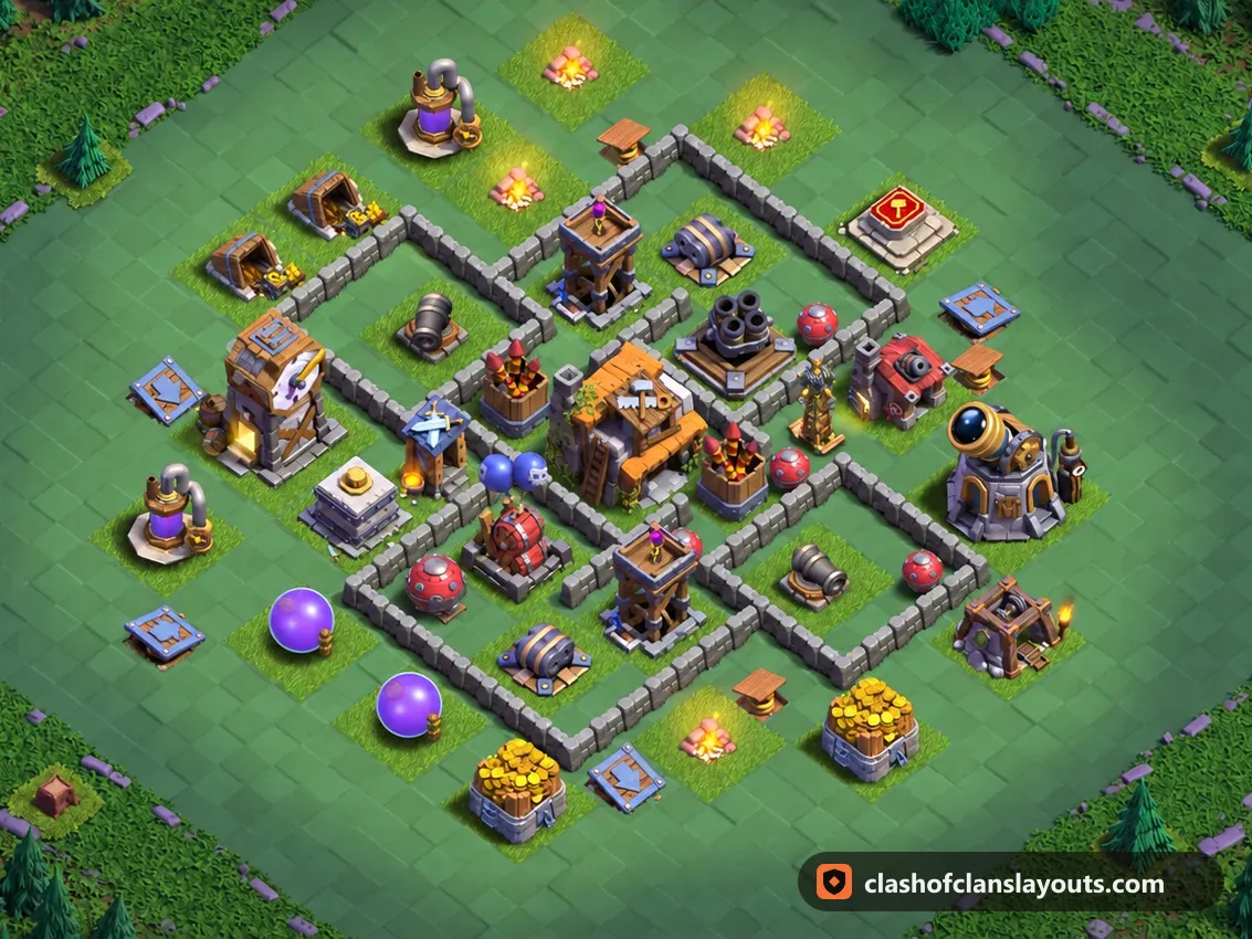 BH5 Trophy Base Layout 60: Clash of Clans Builder Hall 5 trophy base layout, full base picture