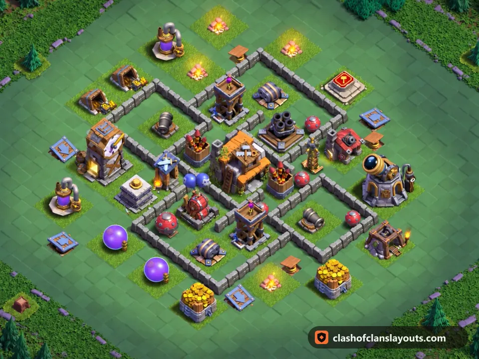 BH5 Trophy Base Layout 60: Clash of Clans Builder Hall 5 trophy base layout, full base picture