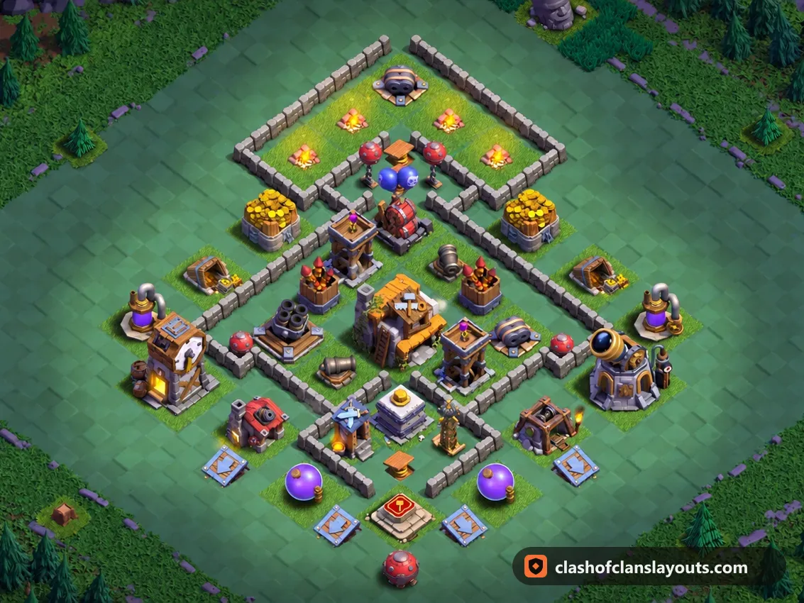 BH5 Trophy Base Layout 61: Clash of Clans Builder Hall 5 trophy base layout, full base picture