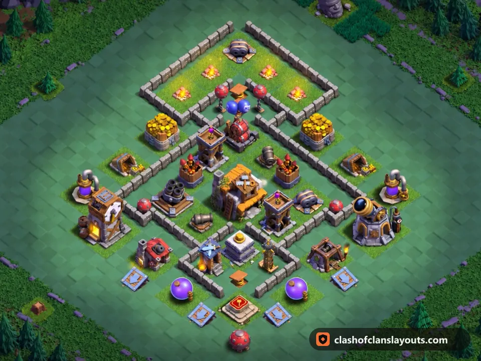 BH5 Trophy Base Layout 61: Clash of Clans Builder Hall 5 trophy base layout, full base picture