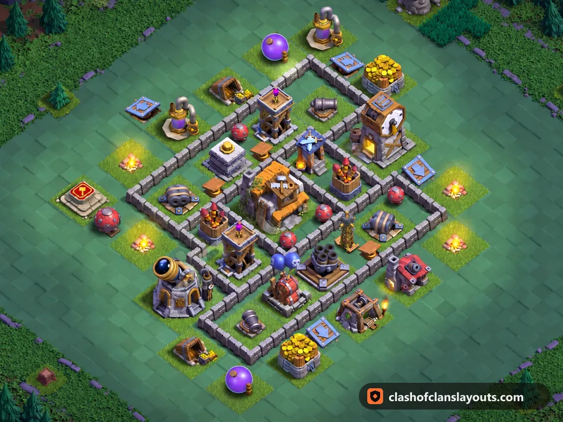 BH5 Trophy Base Layout 62: Clash of Clans Builder Hall 5 trophy base layout, full base picture