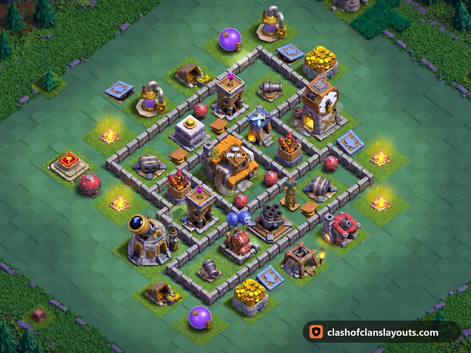 BH5 Trophy Base Layout 62: Clash of Clans Builder Hall 5 trophy base layout, full base picture