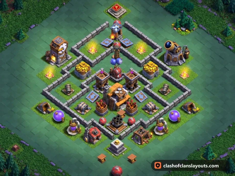 BH5 Trophy Base Layout 63: Clash of Clans Builder Hall 5 trophy base layout, full base picture