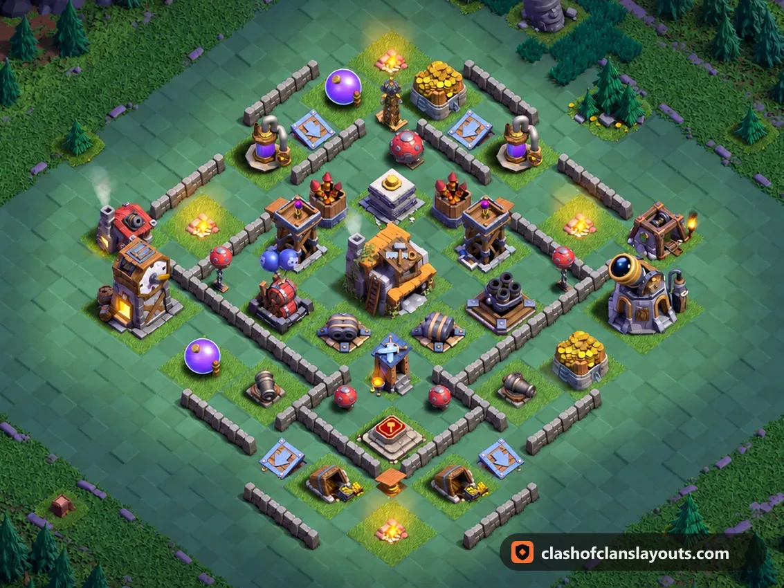 BH5 Trophy Base Layout 64: Clash of Clans Builder Hall 5 trophy base layout, full base picture
