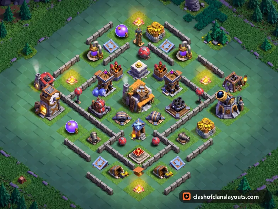 BH5 Trophy Base Layout 64: Clash of Clans Builder Hall 5 trophy base layout, full base picture