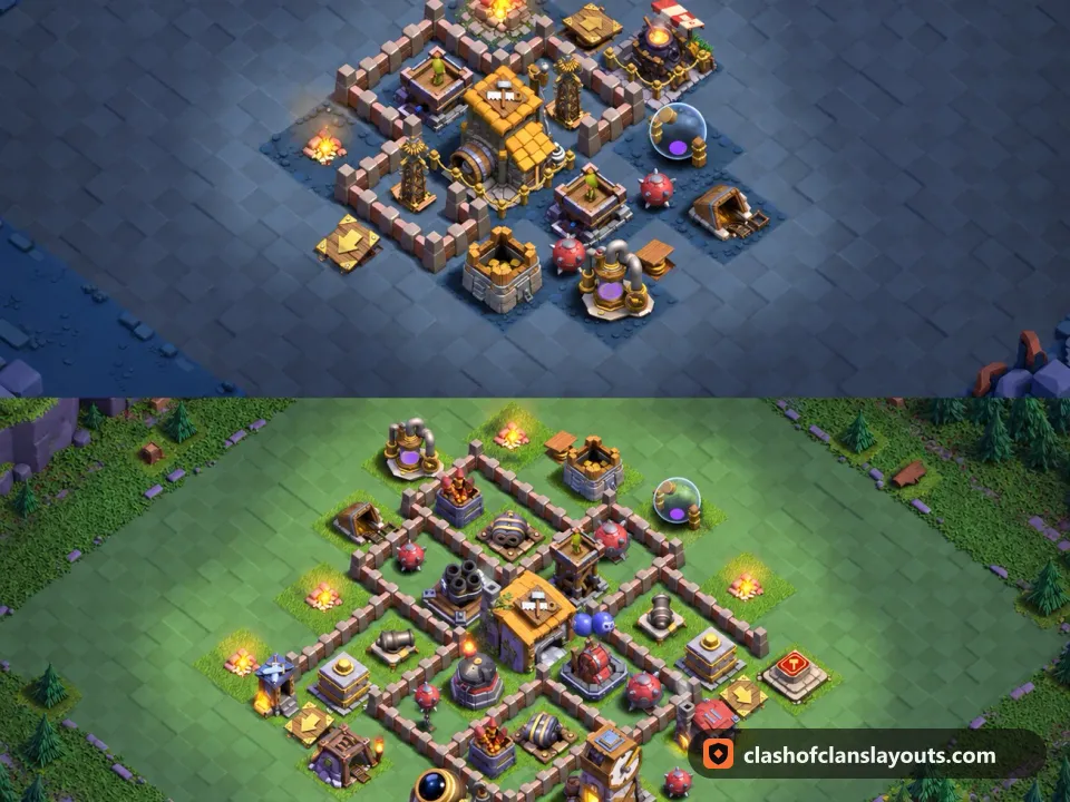 BH6 Trophy Base Layout 34: Clash of Clans Builder Hall 6 trophy base layout, full base picture