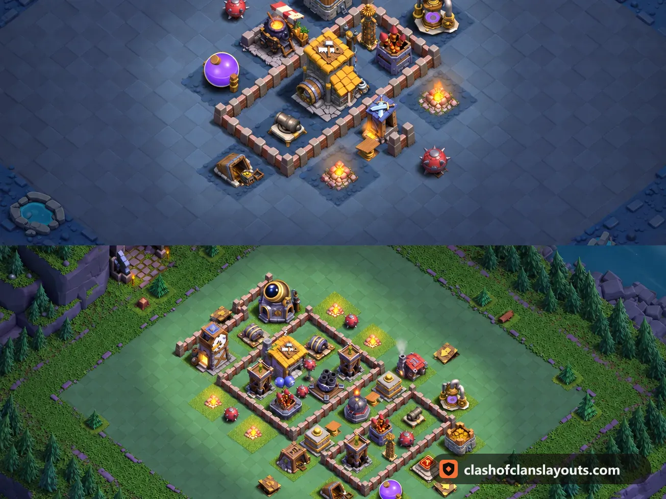 BH6 Trophy Base Layout 35: Clash of Clans Builder Hall 6 trophy base layout, full base picture