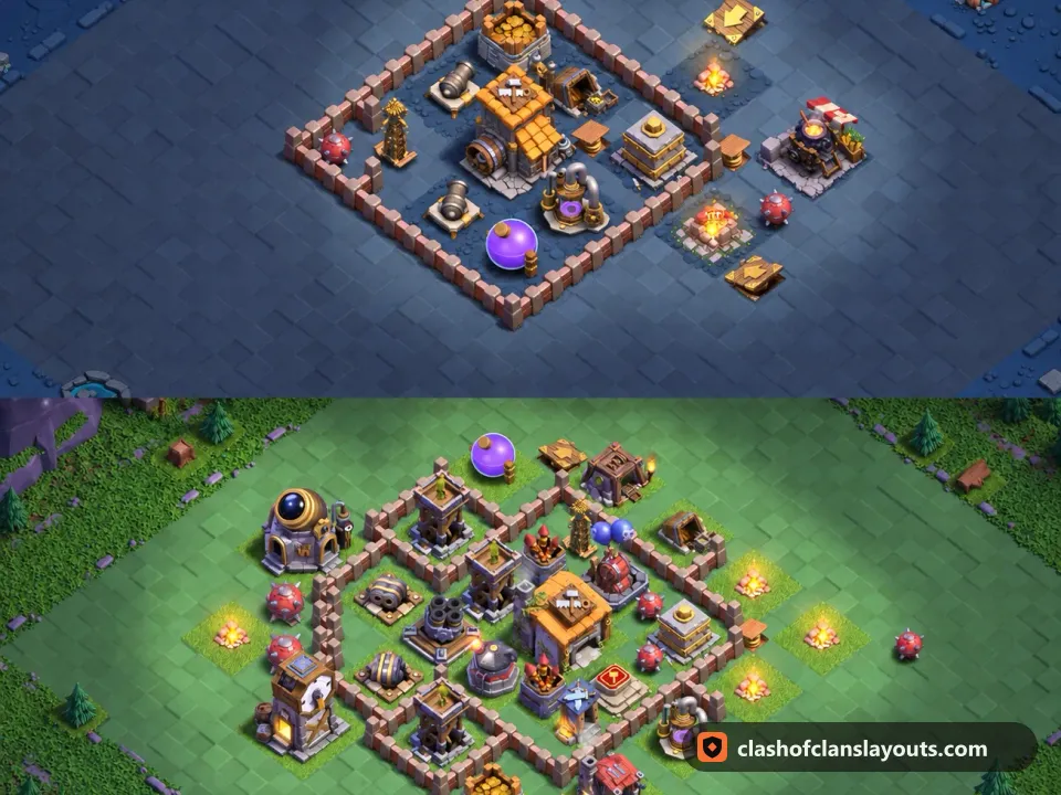 BH6 Trophy Base Layout 36: Clash of Clans Builder Hall 6 trophy base layout, full base picture