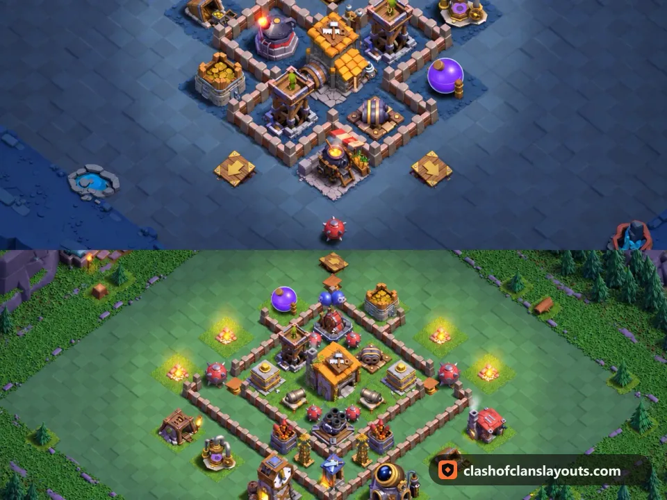BH6 Trophy Base Layout 37: Clash of Clans Builder Hall 6 trophy base layout, full base picture