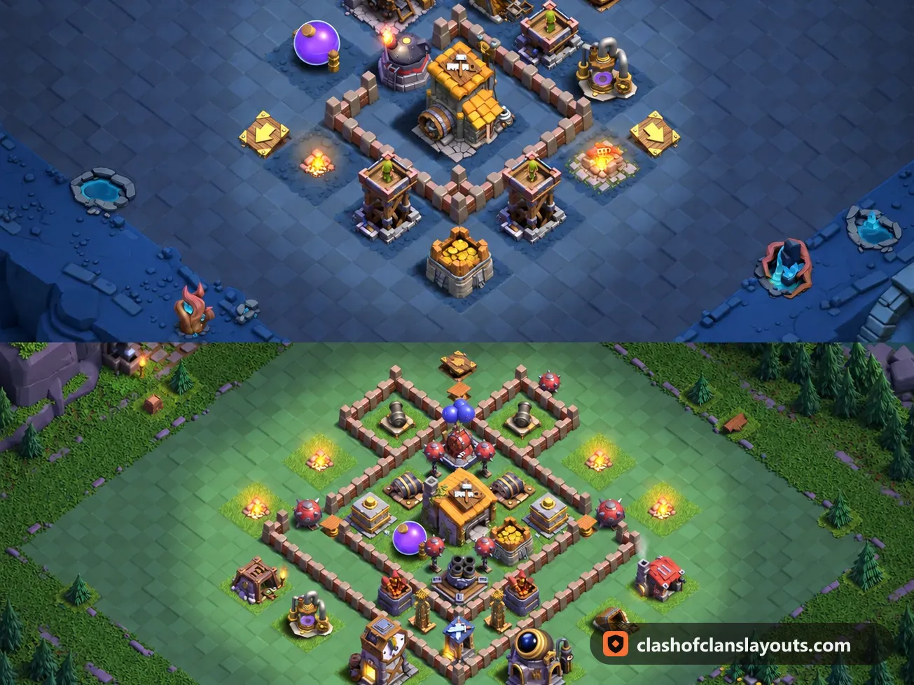 BH6 Trophy Base Layout 39: Clash of Clans Builder Hall 6 trophy base layout, full base picture