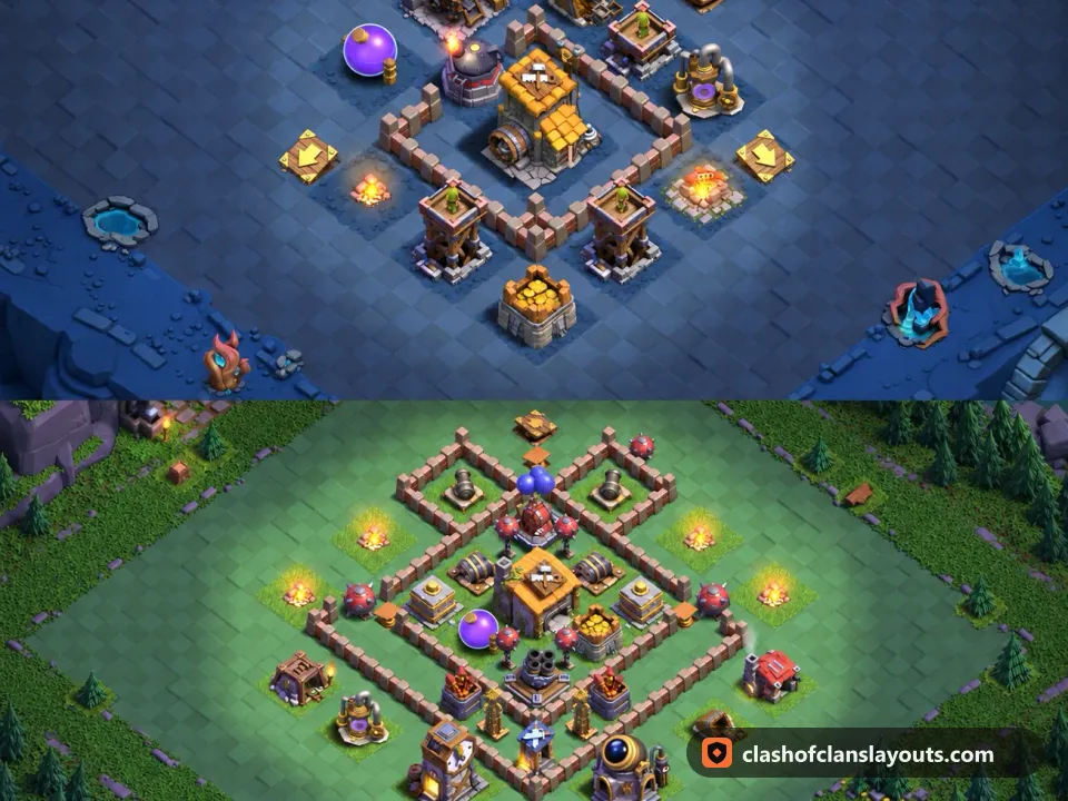 BH6 Trophy Base Layout 39: Clash of Clans Builder Hall 6 trophy base layout, full base picture