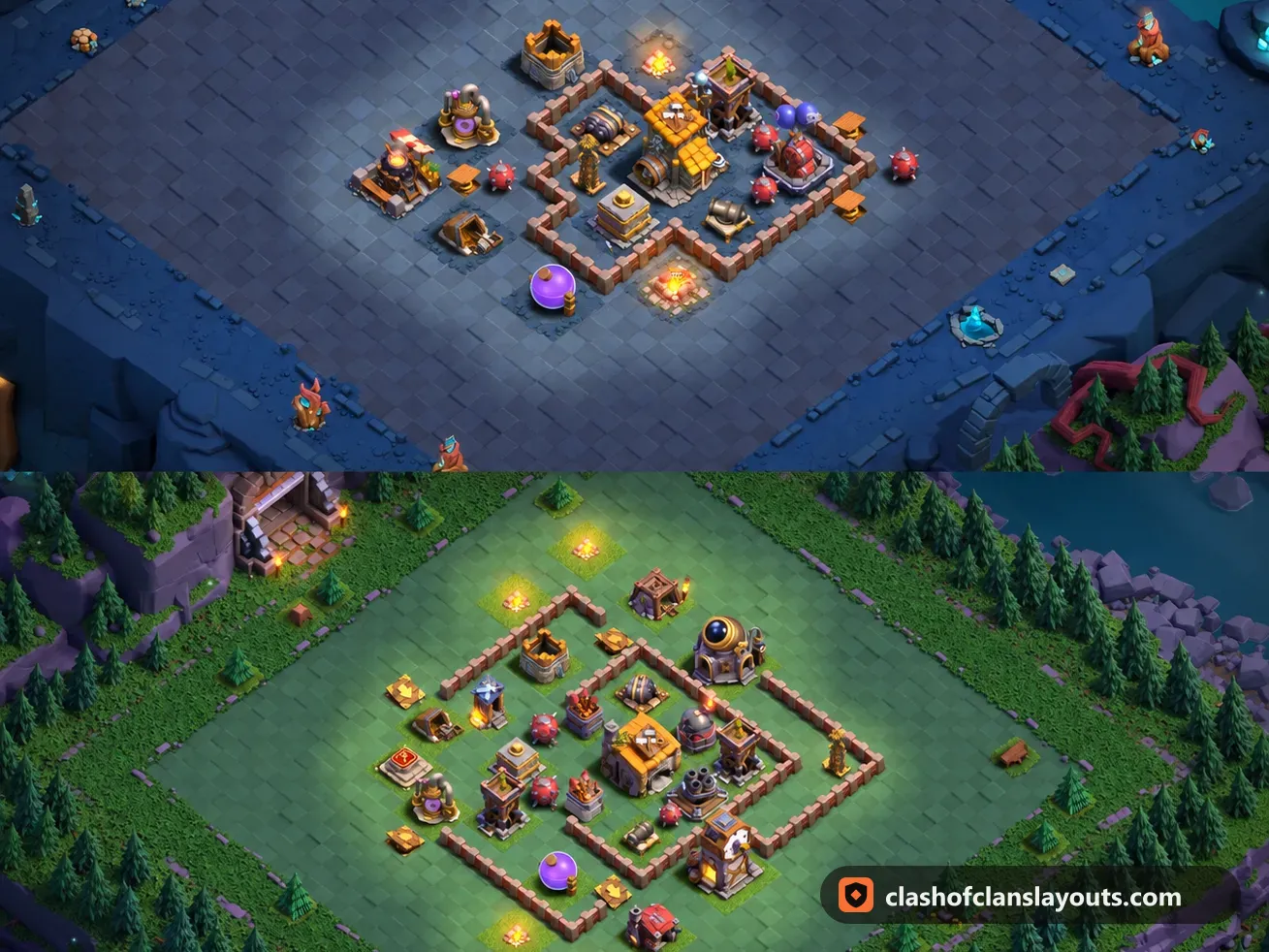 BH6 Trophy Base Layout 40: Clash of Clans Builder Hall 6 trophy base layout, full base picture
