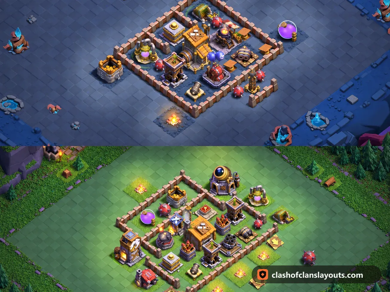 BH6 Trophy Base Layout 41: Clash of Clans Builder Hall 6 trophy base layout, full base picture