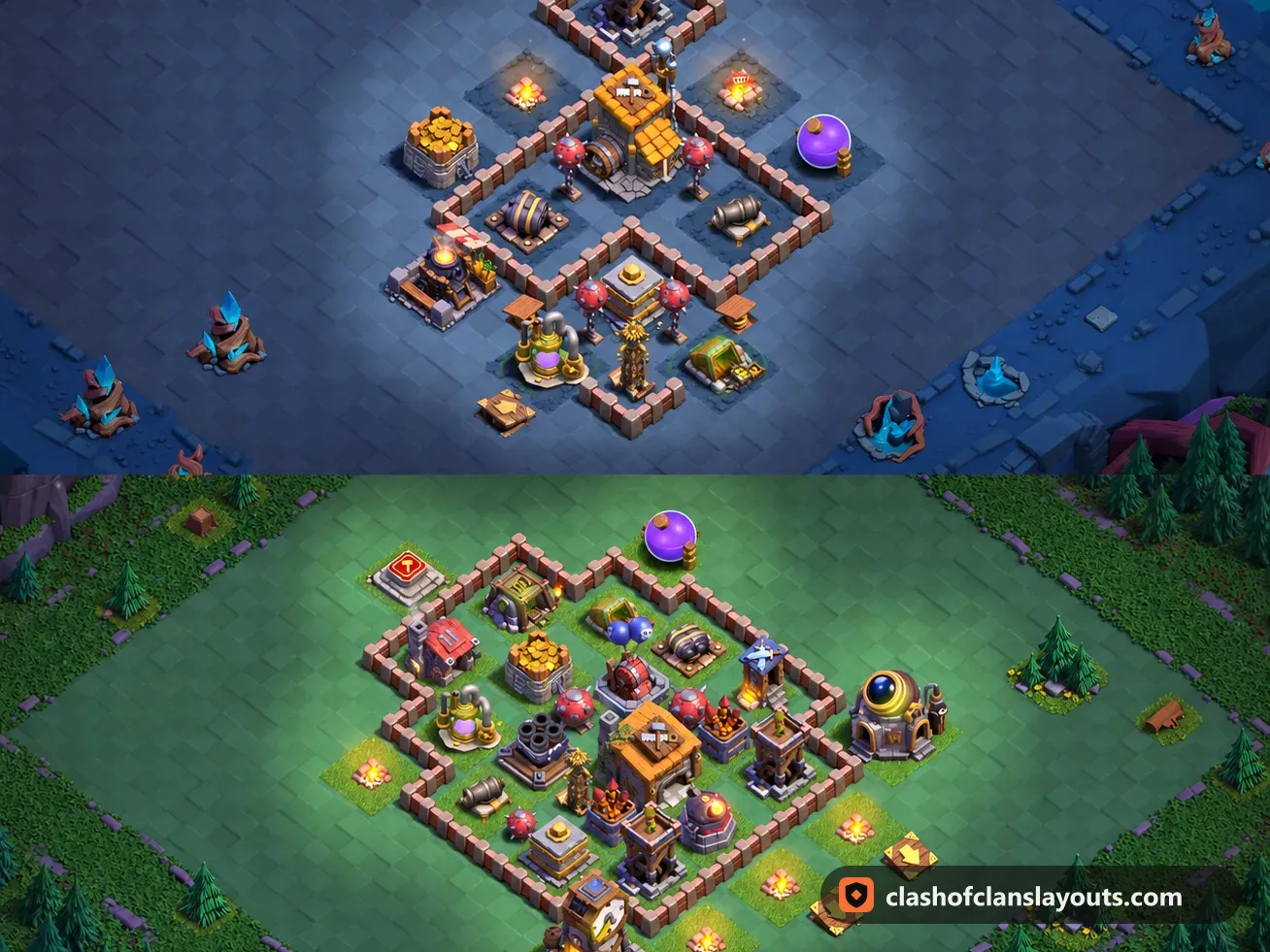BH6 Trophy Base Layout 42: Clash of Clans Builder Hall 6 trophy base layout, full base picture