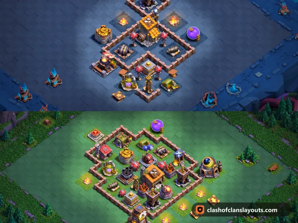 BH6 Trophy Base Layout 42: Clash of Clans Builder Hall 6 trophy base layout, full base picture