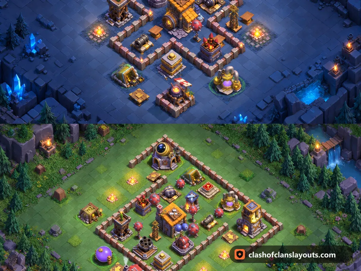 BH6 Trophy Base Layout 43: Clash of Clans Builder Hall 6 trophy base layout, full base picture