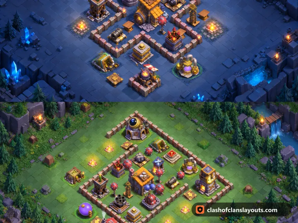 BH6 Trophy Base Layout 43: Clash of Clans Builder Hall 6 trophy base layout, full base picture