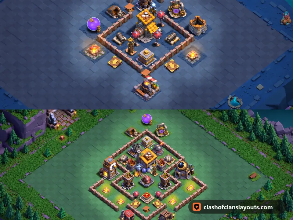 BH6 Trophy Base Layout 44: Clash of Clans Builder Hall 6 trophy base layout, full base picture