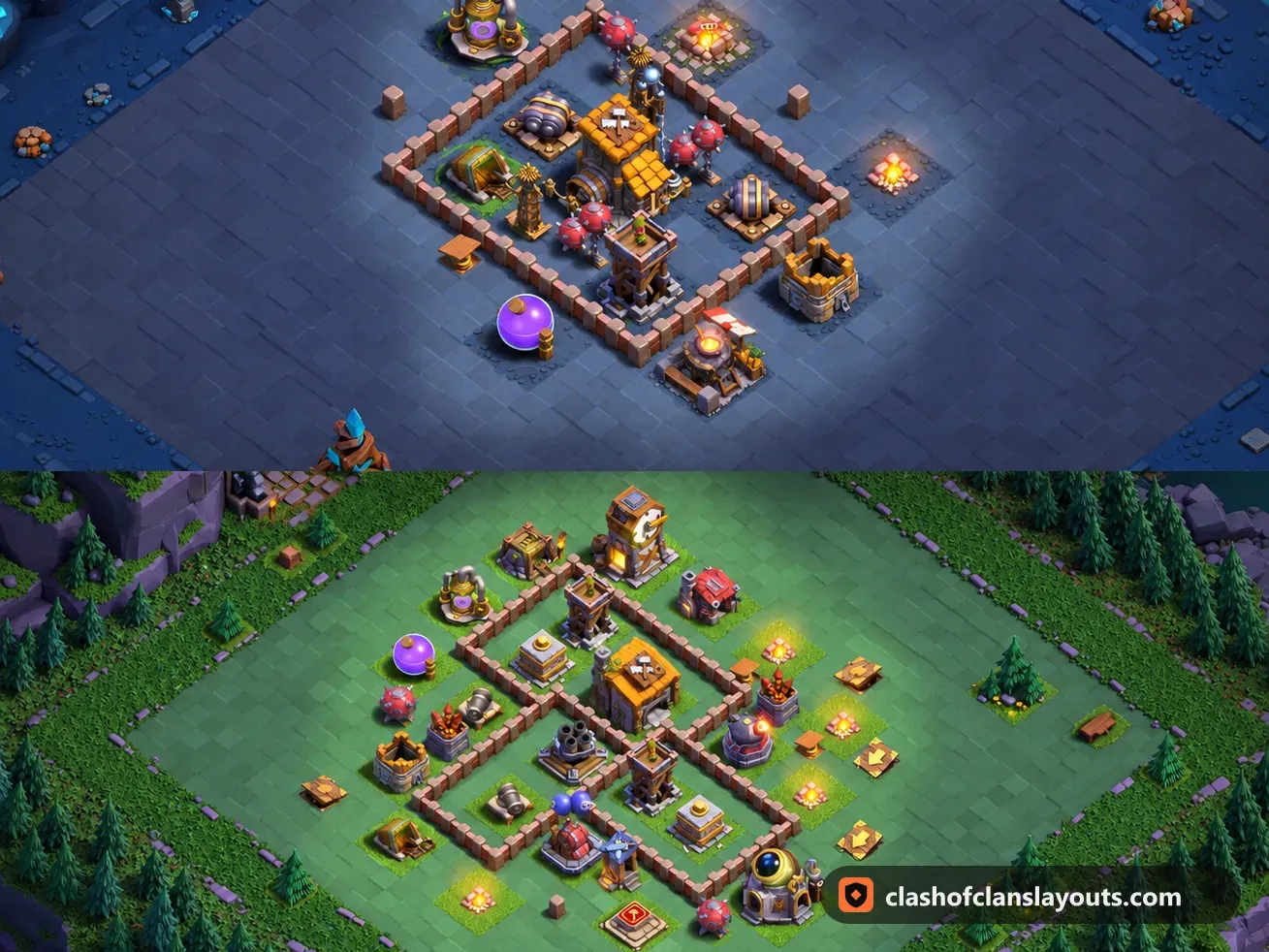 BH6 Trophy Base Layout 45: Clash of Clans Builder Hall 6 trophy base layout, full base picture