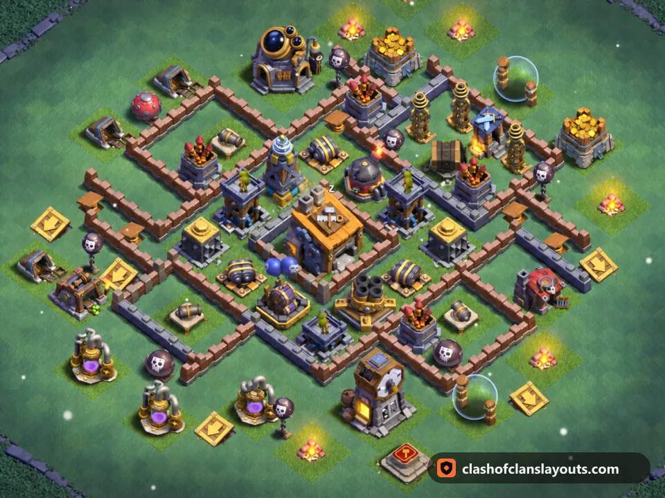 BH8 Trophy Base Layout 17: Clash of Clans Builder Hall 8 trophy base layout, full base picture
