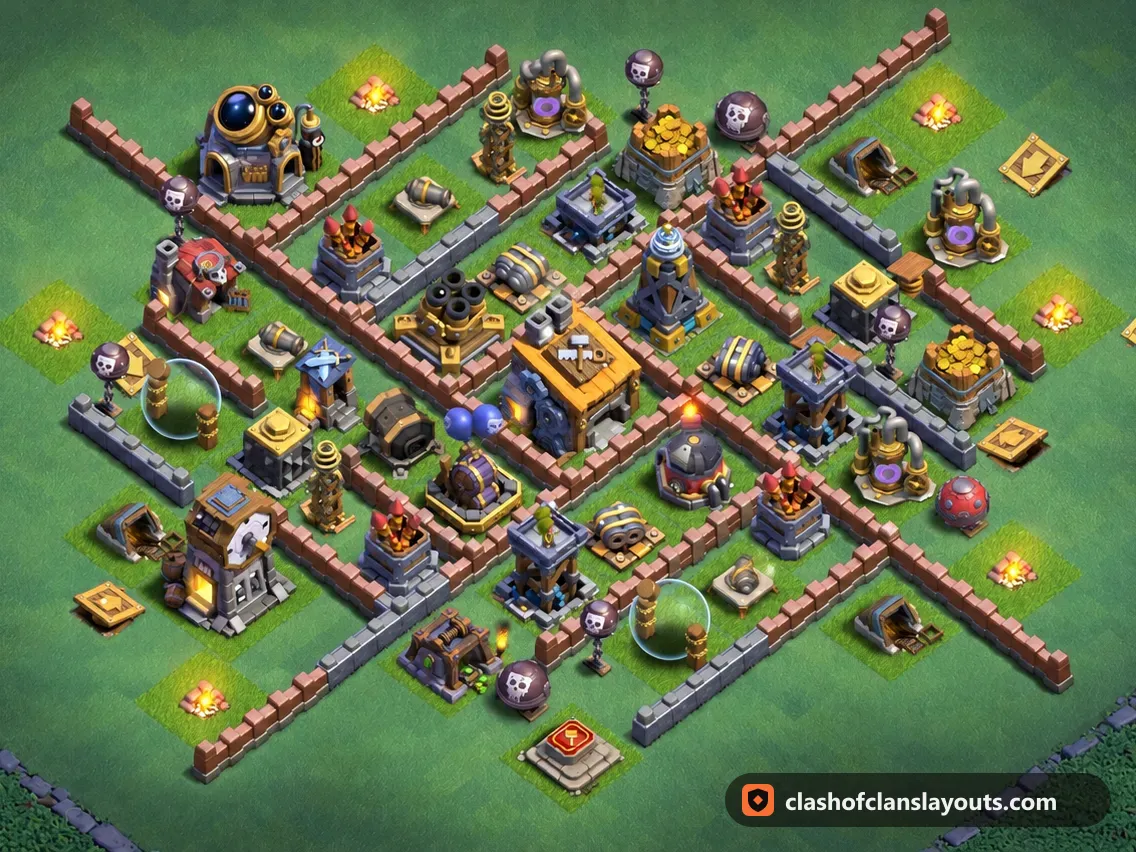 BH8 Trophy Base Layout 18: Clash of Clans Builder Hall 8 trophy base layout, full base picture